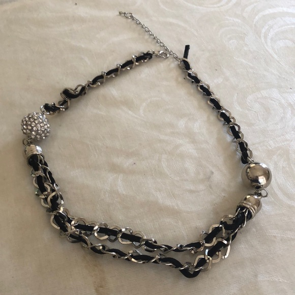 multi strand black color and silver tone necklace - Picture 9 of 13